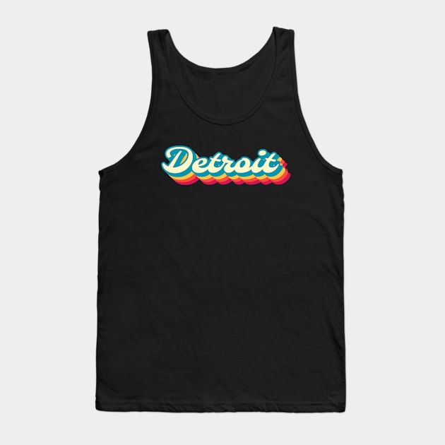 Detroit Retro Vintage Sunset Aesthetic Typography Tank Top by Inspire Enclave